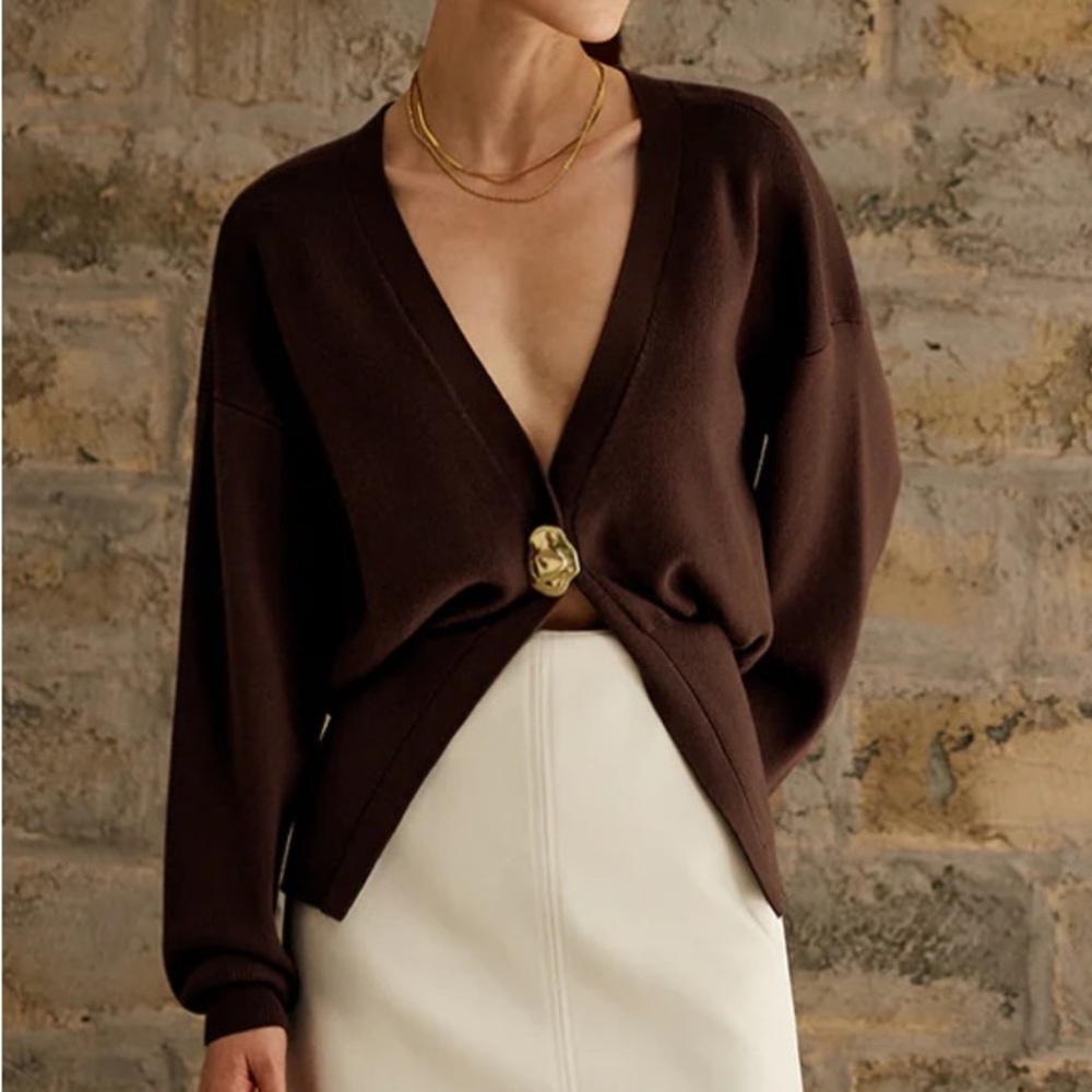 Golden Button Plain Cardigan